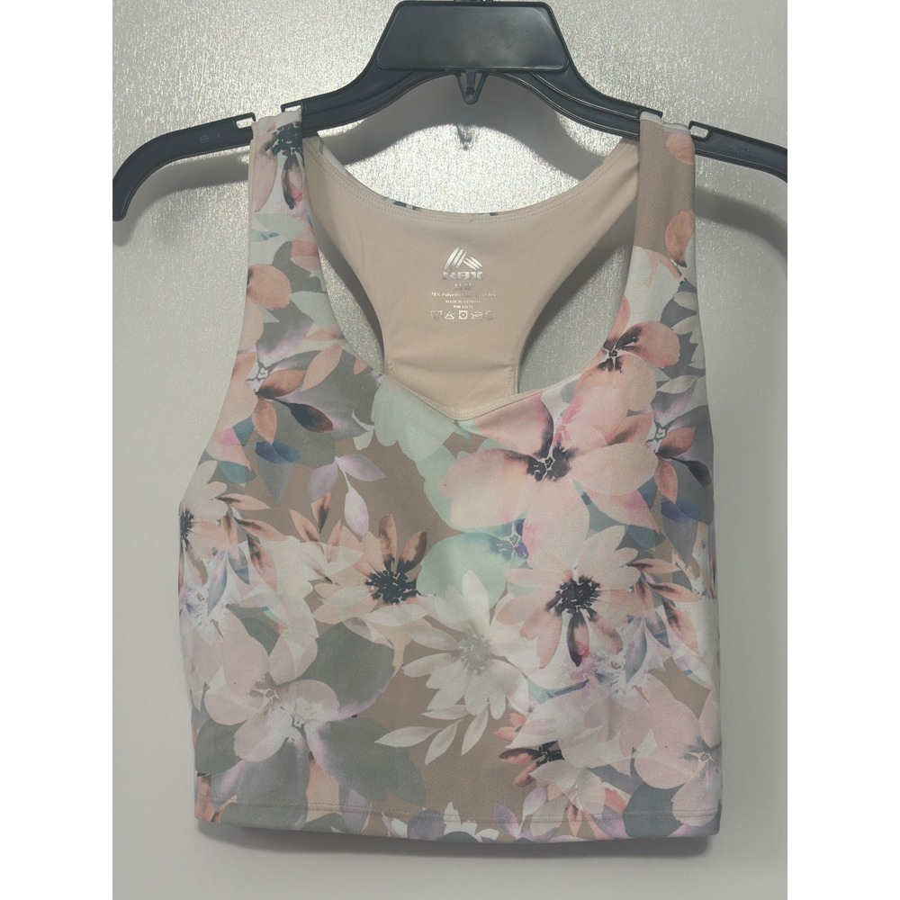 RBX Active Floral Racerback Crop Top Athletic Tank Medium Multi-Color